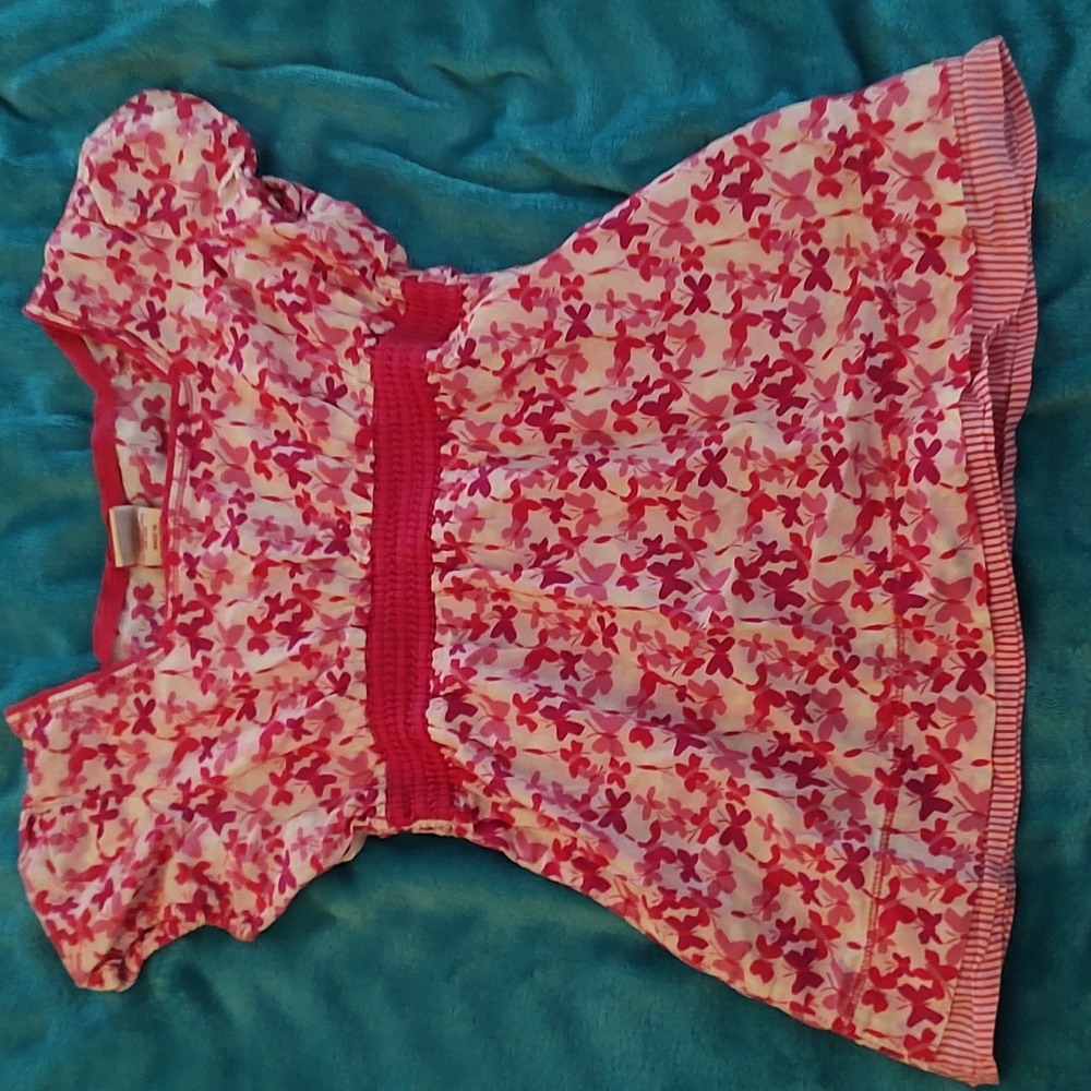 Pink butterfly square neck top